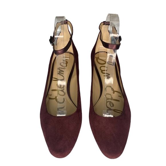 Sam Edelman Lola NWT Block Heel Pumps Size 8.5M Burgundy Leather/Man Mad… - Picture 4 of 8